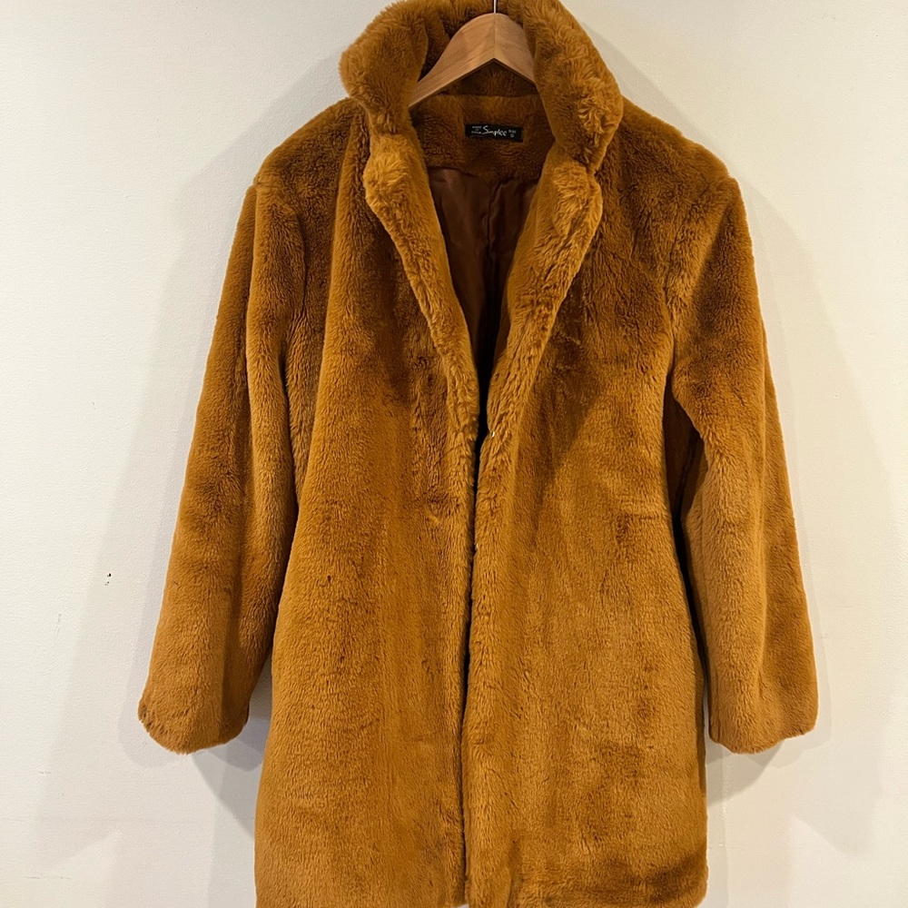Women's Faux Fur Coat in Camel